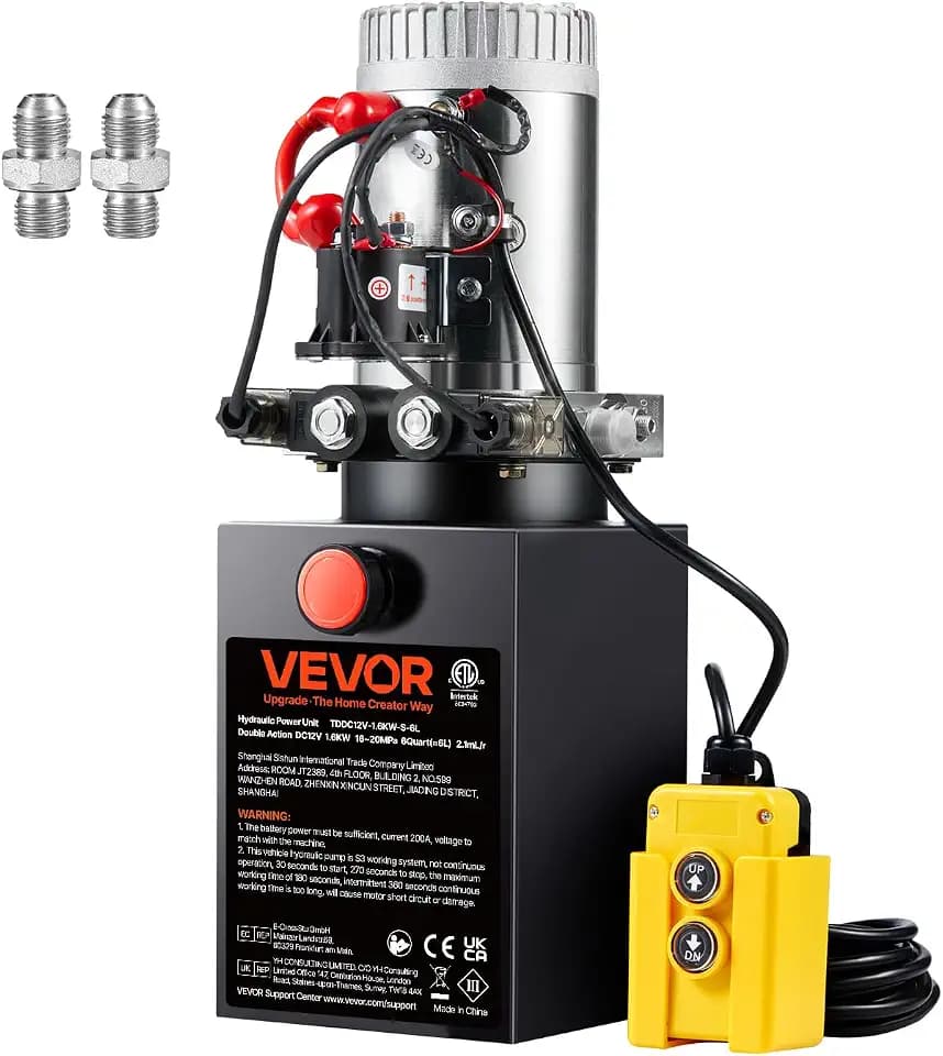 VEVOR 6 Quart Hydraulic Power Unit DC12V 1.6KW Double Acting Hydraulic Pump