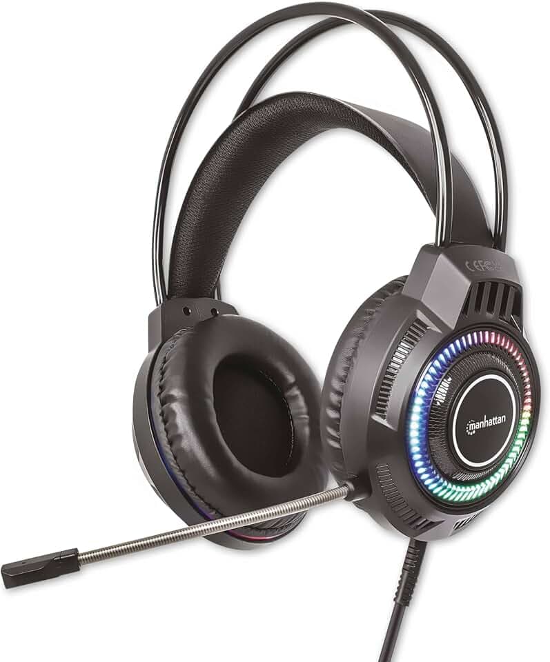 Manhattan RGB LED Over-Ear USB Gaming-Headset Kabelgebunden