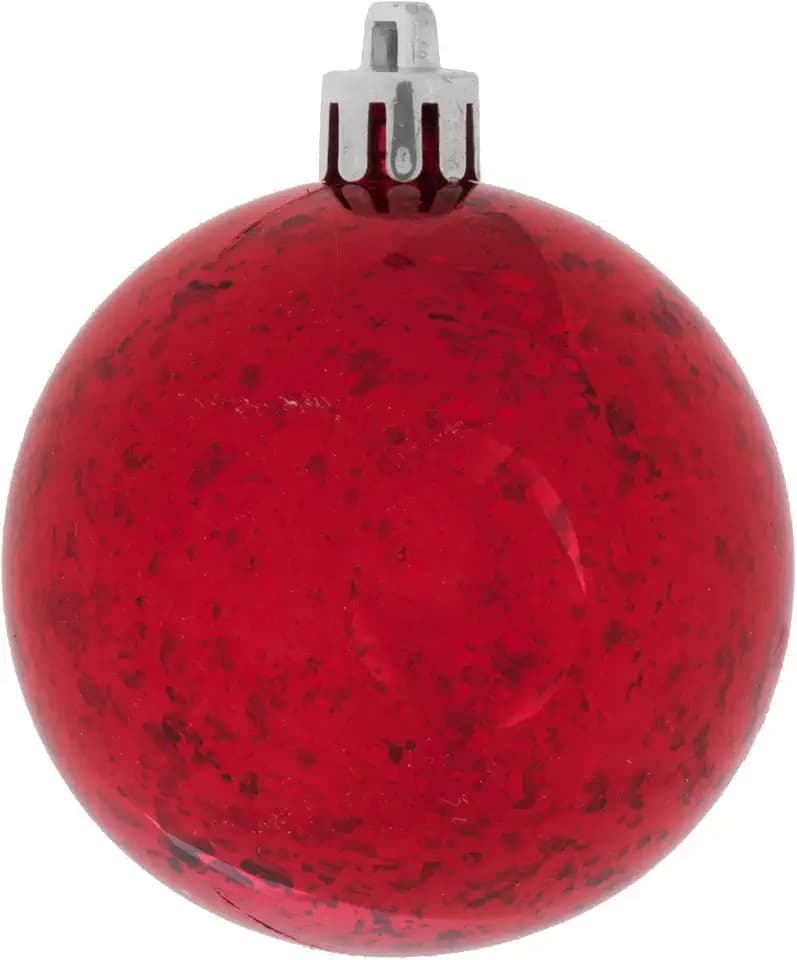 Vickerman 4" Christmas Ornament Ball, Red Shiny Mercury Finish Shatterproof Plastic, Holiday Christmas Tree Decoration, 6 Pack