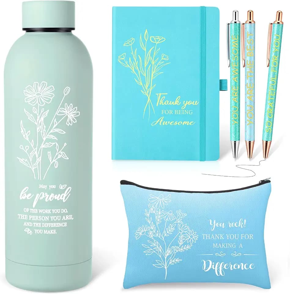 Funnymoom 6 Pcs teacher Appreciation Gifts Tumbler Notebook Pens