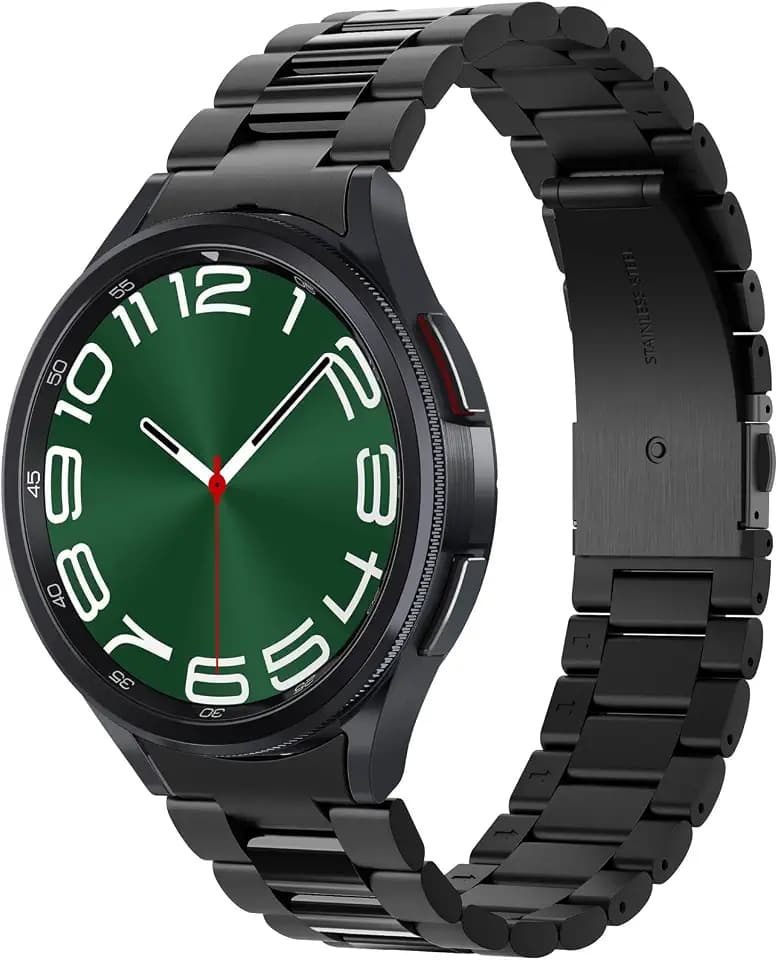 Spigen Modern Fit Metall 316L Armband Kompatibel mit Samsung Galaxy Watch 6 Classic 47mm (2023) Edelstahl - Schwarz