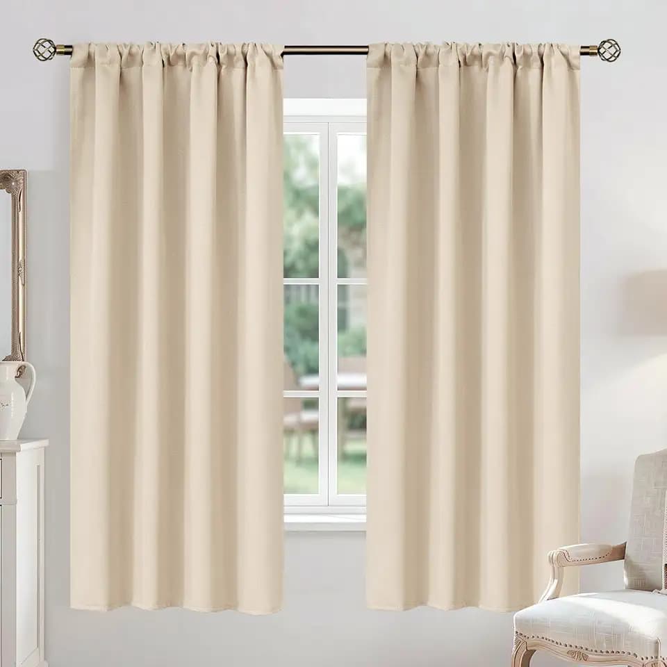 BGment Champagne Blackout Curtains for Bedroom 63 Inches Long - Thermal Insulated Room Darkening Curtain for Living Room, 52 x 63 Inch, 2 Panels
