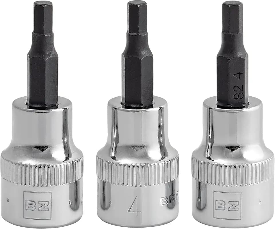 BRAZEN 4mm Hex Bit Socket/Allen Driver Three Pack (3/8" Drive, Short)
