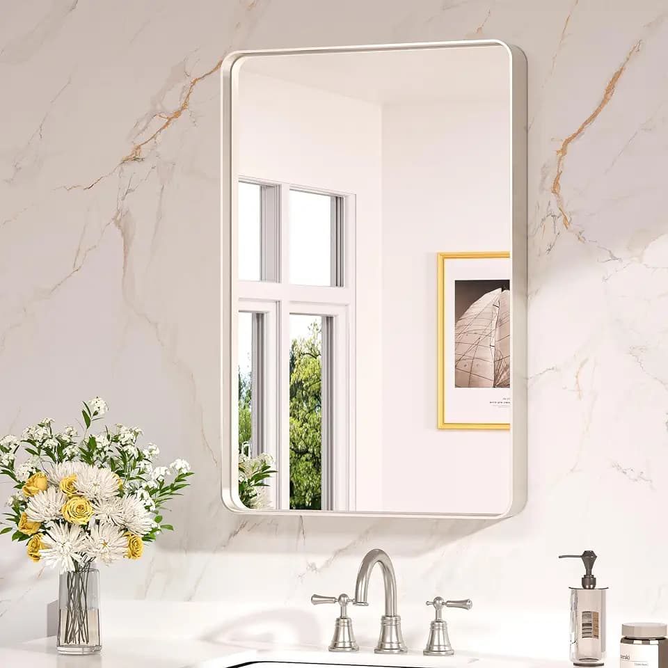 Keonjinn 20 x 30 Inch Brushed Nickel Bathroom Mirrors for Over Sink