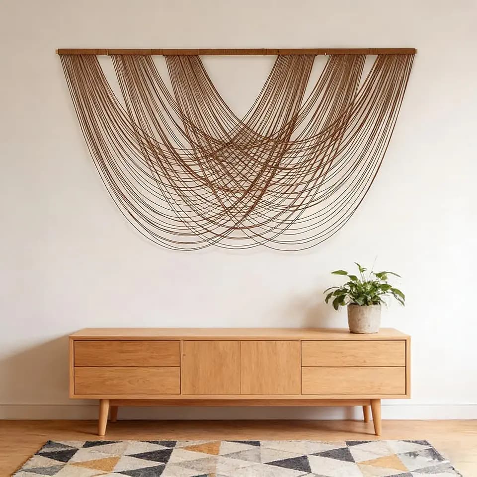 LISRRZHEN Large Macrame Wall Hanging - Boho Nordic Geometric Woven Tapestry, Handcrafted Cotton Wall Decor for Living Room Bedroom Entryway Apartment
