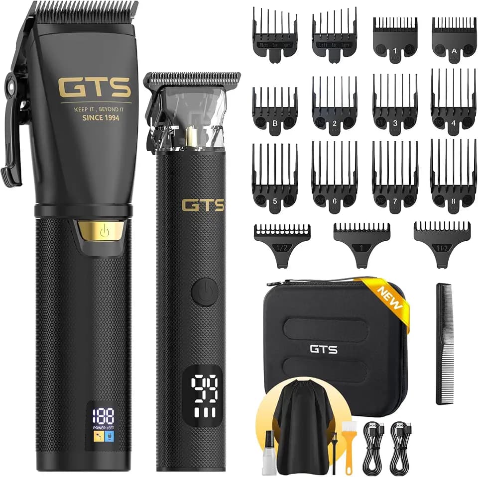 Hair Clippers for Men Professional, Cordless Clippers for Hair Cutting, Mens Hair Clippers and Trimmer Kit for Barber with LED Display 15 Guide Combs