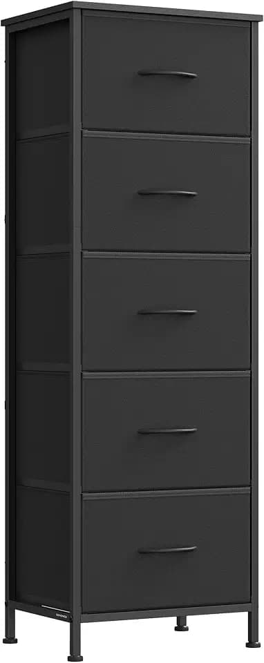 SONGMICS Dresser for Bedroom, Tall Dresser with 5 Fabric Drawers