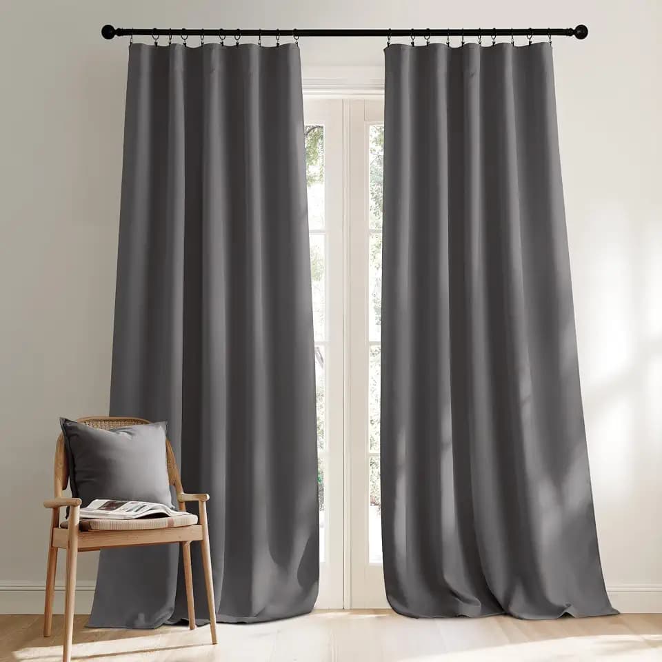 NICETOWN Bedroom Curtains Blackout Curtain Panels - (Gray Color) 52x95 Inch, 2 PCs, Insulating Energy Saving Solid Rod Pocket Blackout Drapes