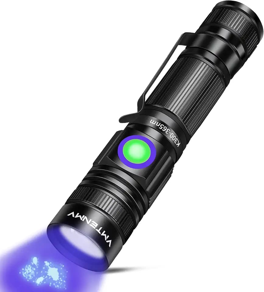 UV Flashlight Black Light USB Rechargeable 365nm Blacklight Mini, Woods lamp Portable Handheld Powerful LED Ultraviolet Lights Flashlights, Focus Adjustable for Resin Curing, Pet Urine Detection