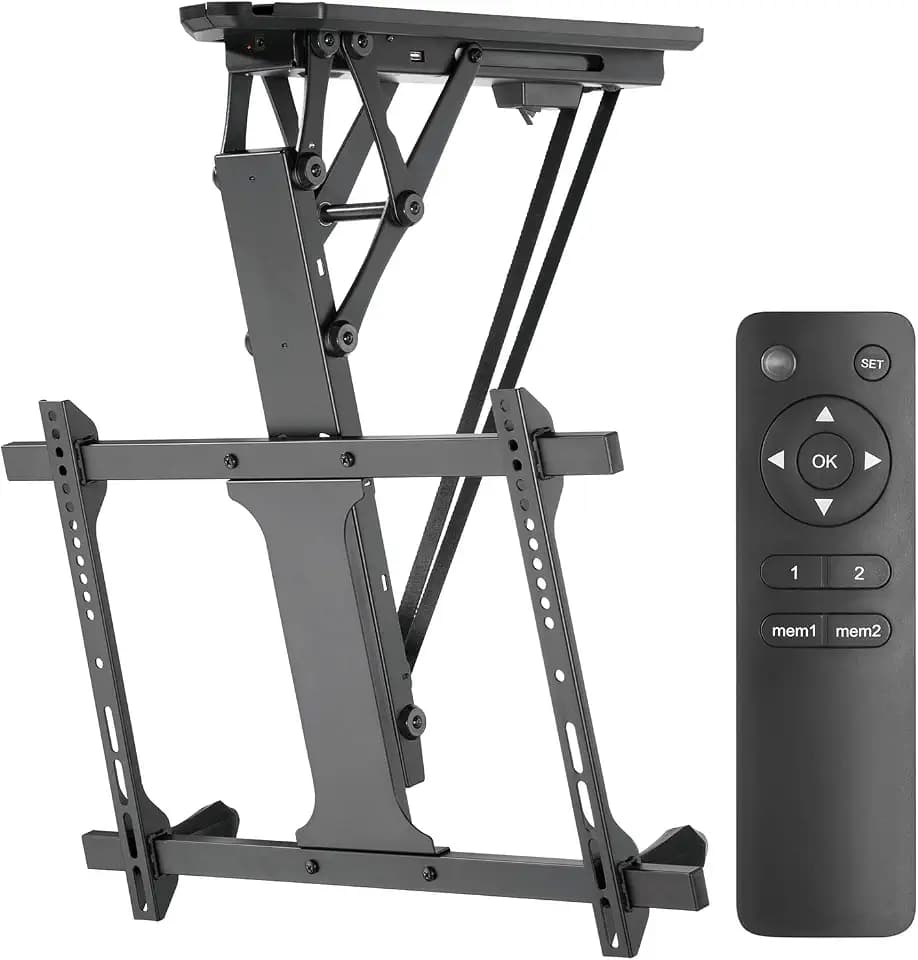 Maclean Elektrische TV-Deckenhalterung 32-70" für Decke & Dachschrägen | Stufenlos neigbar bis 75° | Fernbedienung| Max. 35 kg | VESA 600x400 (Deckenhalterung)