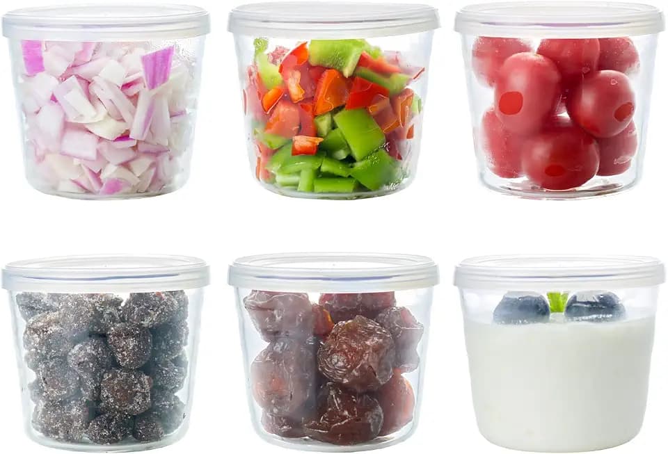 HillSpring Small Glass Bowls with Removable Lids, Set of 6, Portion Dessert Bowl for Pudding and Jelly, 6.8 oz Clear Containers for Meal Prep, Baking, and Food Storage (6)