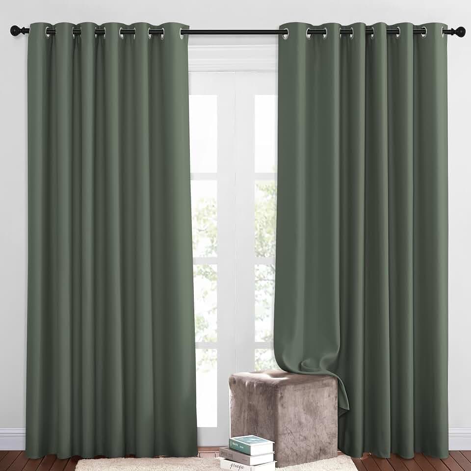 NICETOWN Blackout Curtains and Drapes for Living Room - Thermal Insulated Solid Grommet Top Blackout Panels/Draperies for Kid's Room/Bedroom (Dark Mallard, 1 Pair, 80 x 84 Inch)