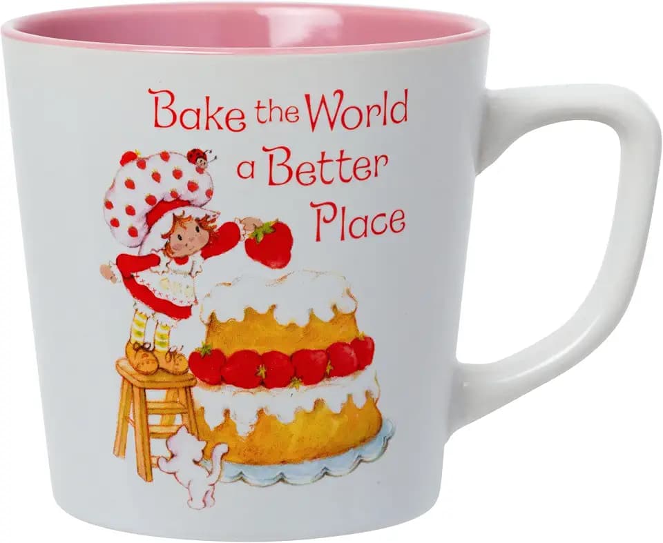 Silver Buffalo Strawberry Shortcake Quote, Wide Latte Ceramic Mug, 17oz
