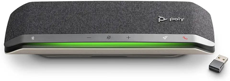 Poly Sync 40+ Intelligenter Konferenzlautsprecher – Flexible Arbeitsbereiche – Verbindung mit PC/Mac über BT600-Adapter oder mit Smartphone über Bluetooth – Kompatibel mit Teams, Zoom