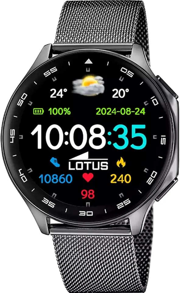 Lotus Intelligente Herren Uhr - Smartwatch Herren Edelstahl 316L Schwarz - Wasserdicht IP65 50050/4 - Multisport, Herzfrequenz, Blutdruck