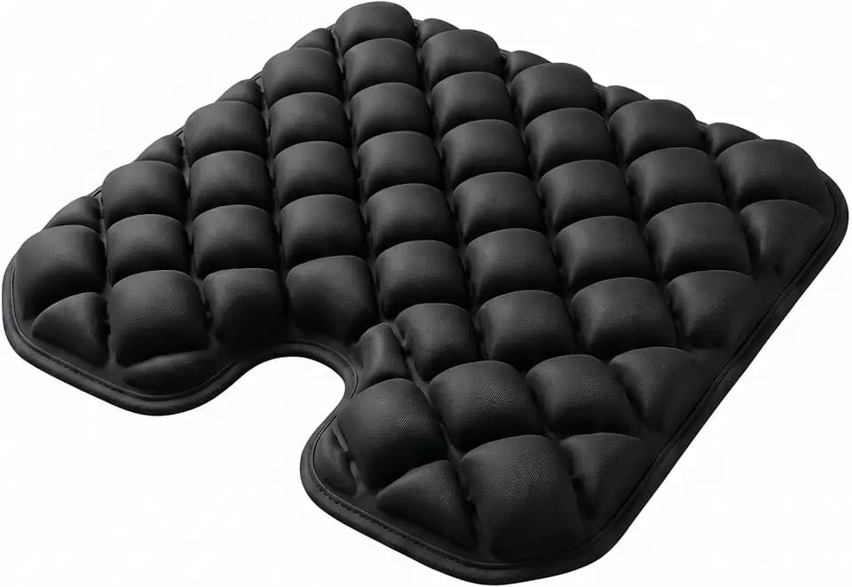 Inflatable Seat Cushion, Coccyx Cushion for Office Chair, Car & Wheelchair, Ergonomic Pressure Relief for Tailbone & Sciatica, Adjustable Firmness, Non-Slip Seat Pad for Long Sitting 16.6" × 15.8"