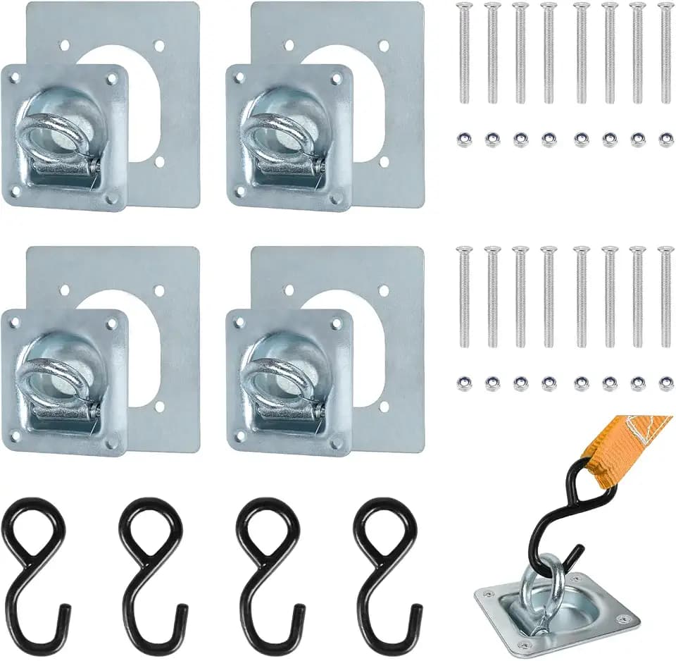 EXLECO 4pcs Versenkt Zurrösen für Anhänger mit Gegenplatte Schrauben Haken