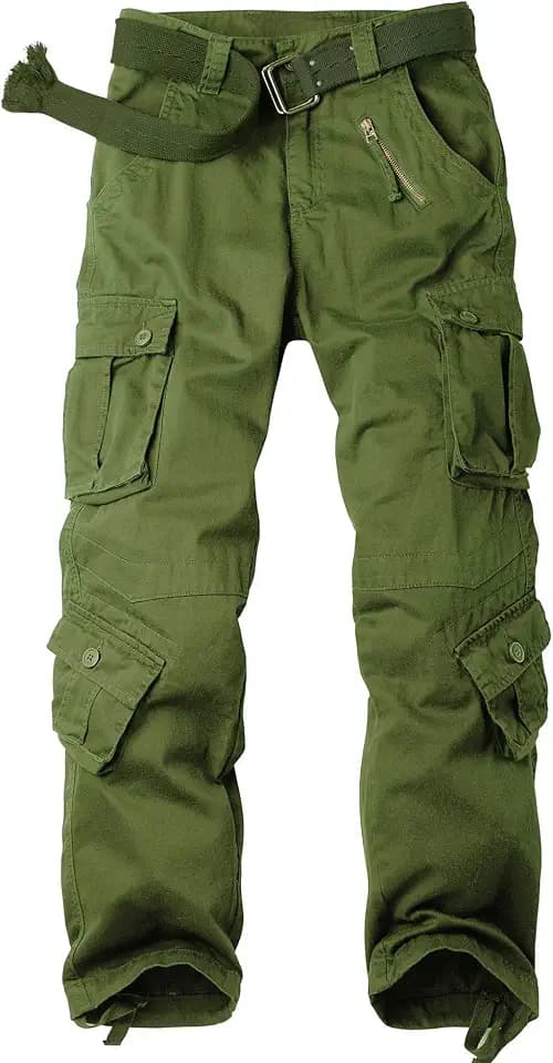 AKHlKING Women's Cargo Pants Work Camo Cotton Casual Combat Wild Outdoor Ripstop Trousers with 8 Pockets