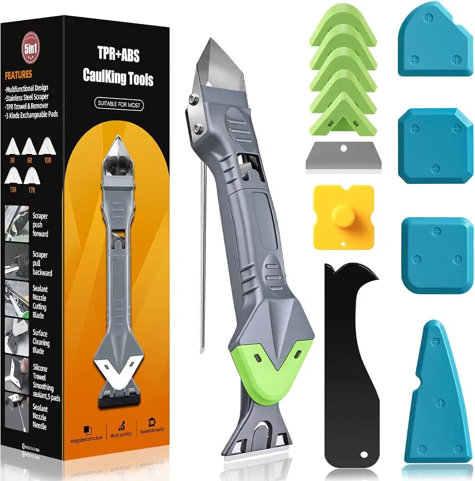 5 In 1 Caulking Tool Kit, Silicone Caulk Tool & Caulk Remover Tool