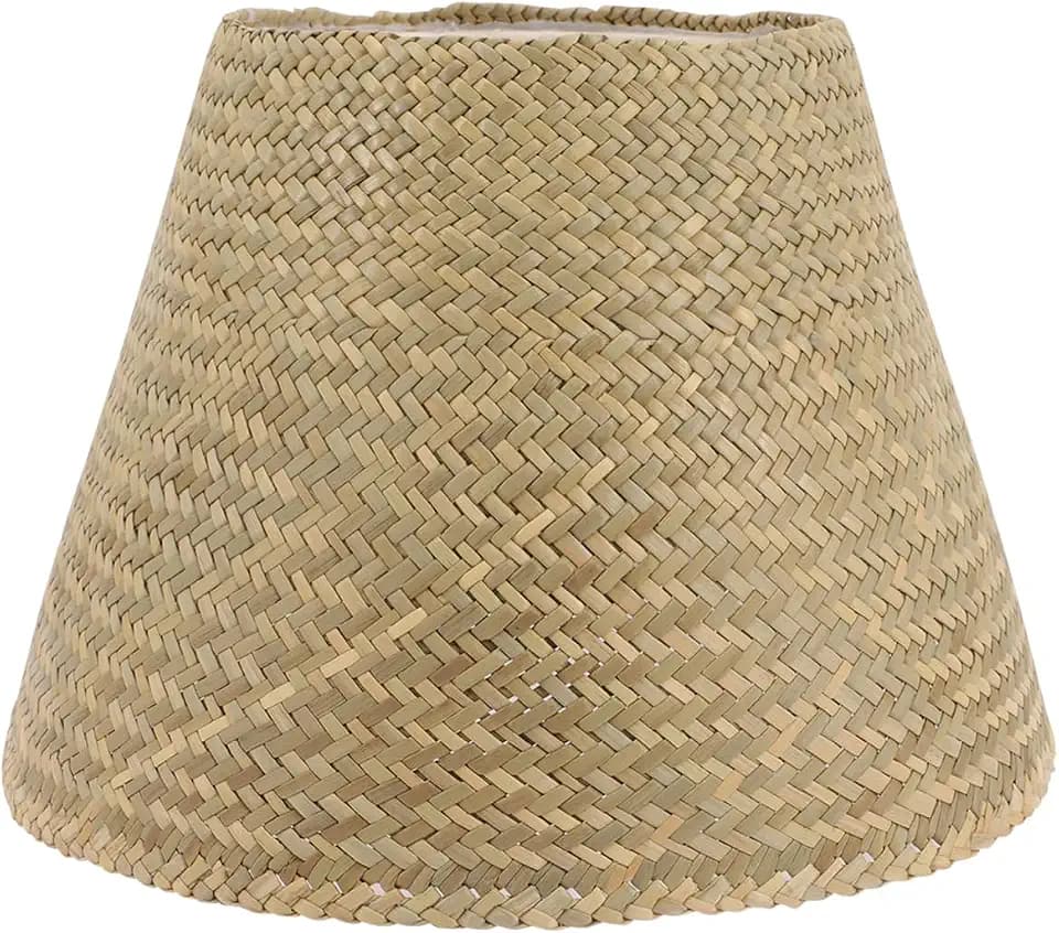 SEWACC Woven Lamp Shade for Table Lamps Straw Woven Lampshade Light Cover for Desk Floor and Candle Light Vintage Seagrass Lamp Shade for Living Room Bedroom Study Office