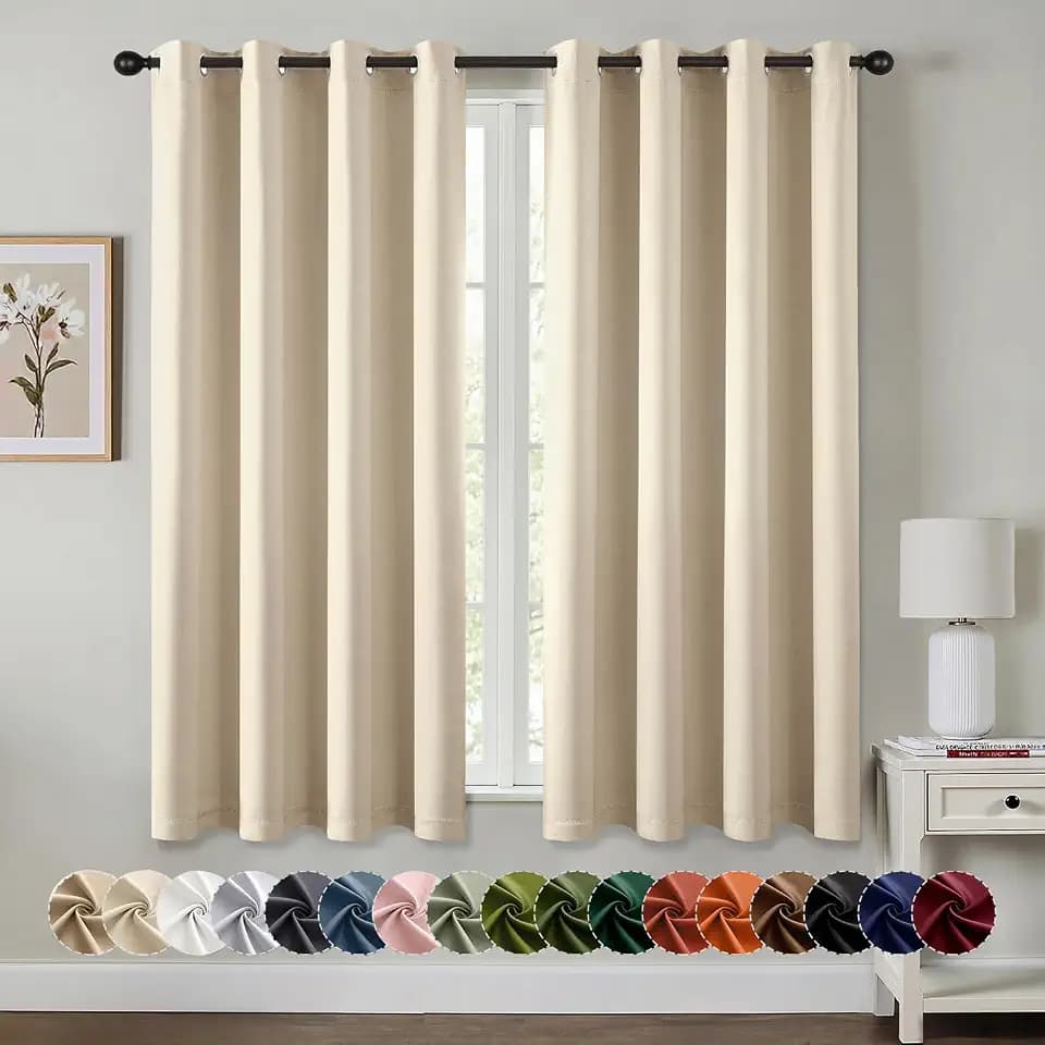 MIULEE Blackout Curtains for Bedroom 2 Panels 50 x 63 Inch Long Cream Beige