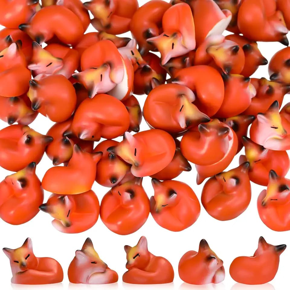 Wesiti 50 Pcs Mini Resin Fox Figures Bulk Cute Foxes Figurine, Sleeping