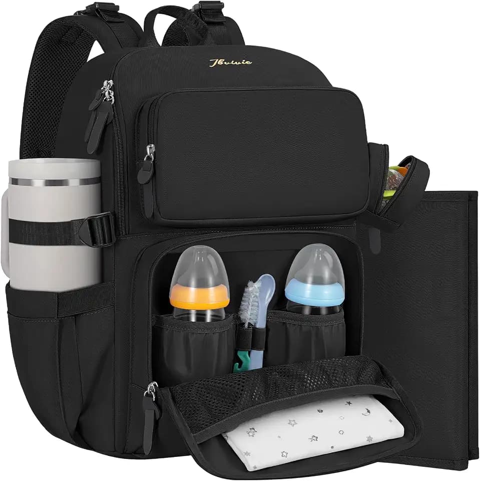 IBVIVIC Diaper Bag Backpack with Portable Changing Pad, Black