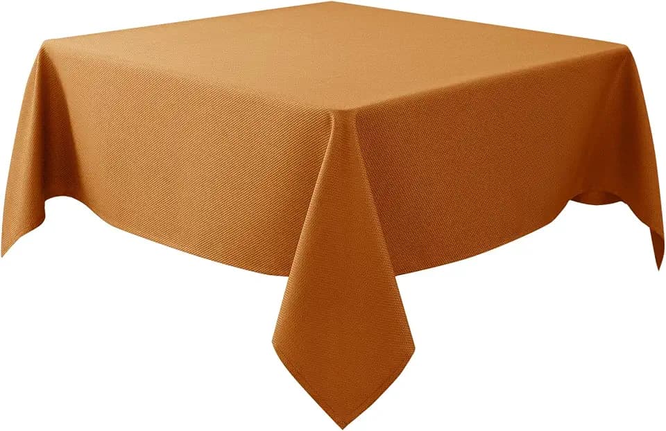 Fall Square Tablecloth 70x70"-Bronze Thanksgiving Autumn Fabric Table Cloth