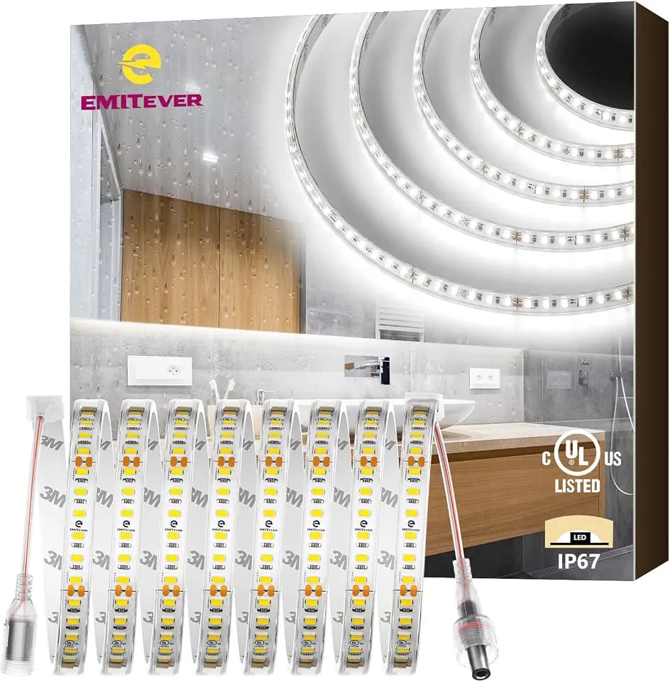 EMITEVER Cool White LED Strip Light 5000K 16.4ft,IP67 Waterproof,Dimmable