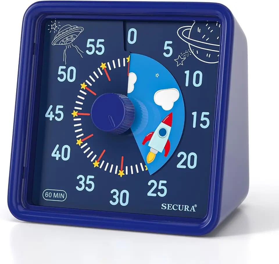 Secura 60-Minute Visual Timer for Kids, Classroom Timer for Office Kitchen