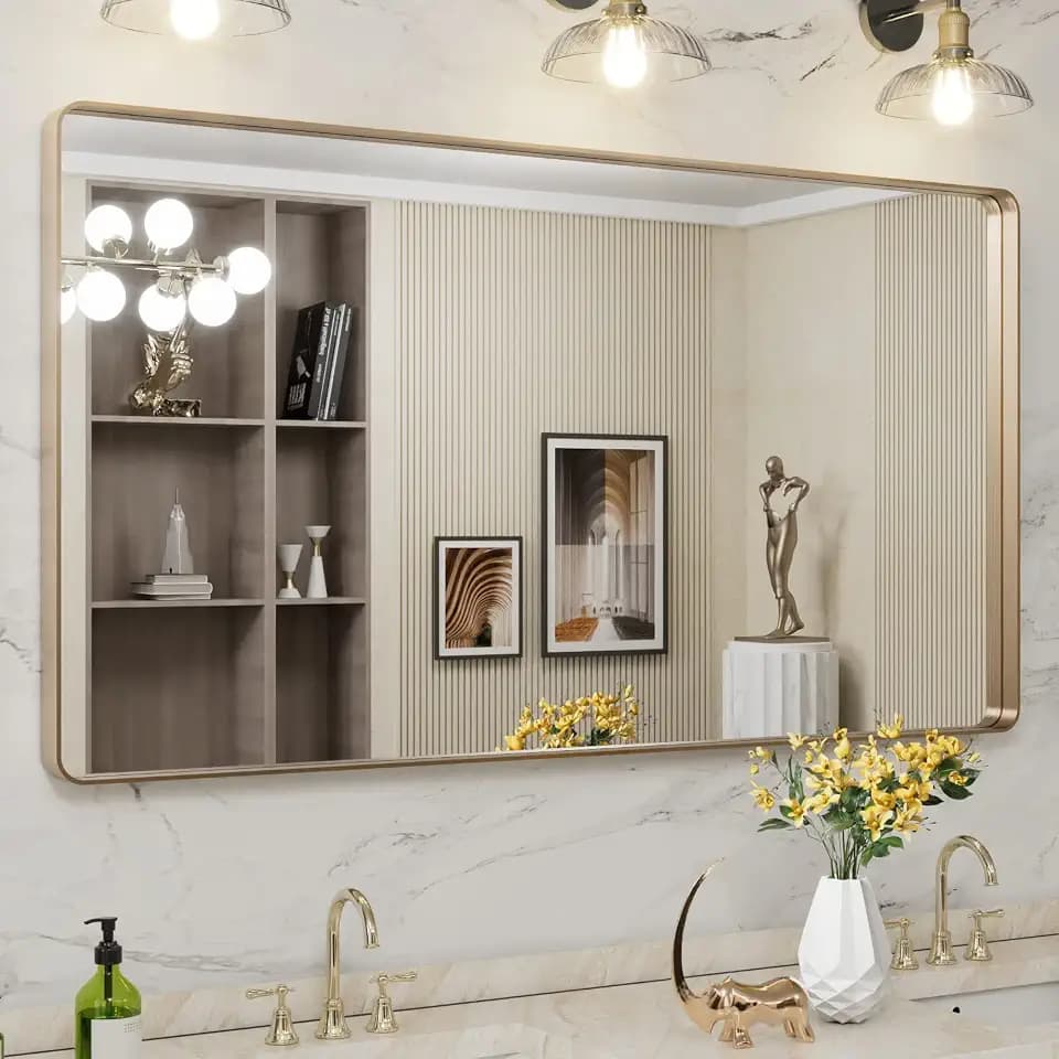 LOAAO 55"X30" Gold Bathroom Mirror