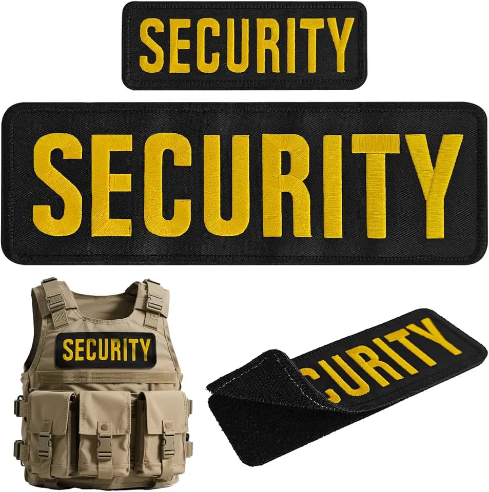 Patch, Tactical Embroidered Applique Hook & Loop Patch for Tactical Vest Uniform Jacket Caps 1 Large 1 Small Gold-SE