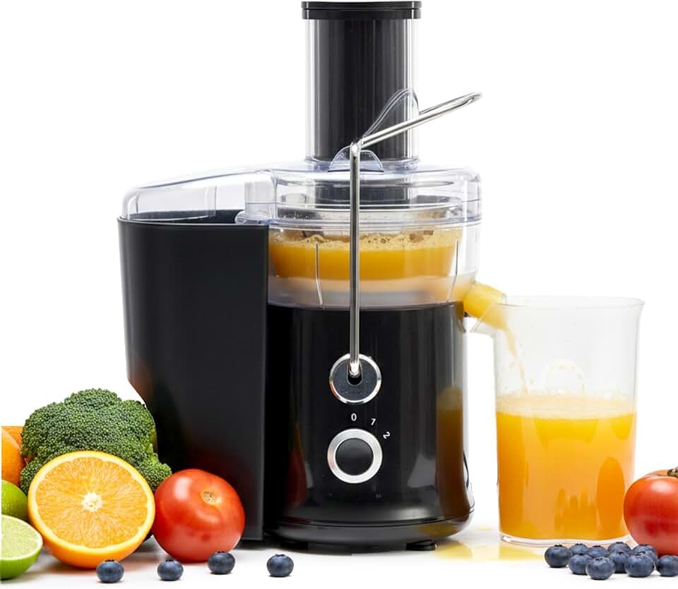 Simple Deluxe Juicer Machines, 480W Centrifugal Juicer Extractor with Wide Mouth 2.6" Feed Chute for Fruit Vegetable, Electric Juicer with 2-Speed Quick Juicing, Easy to Clean, BPA-Free, Black