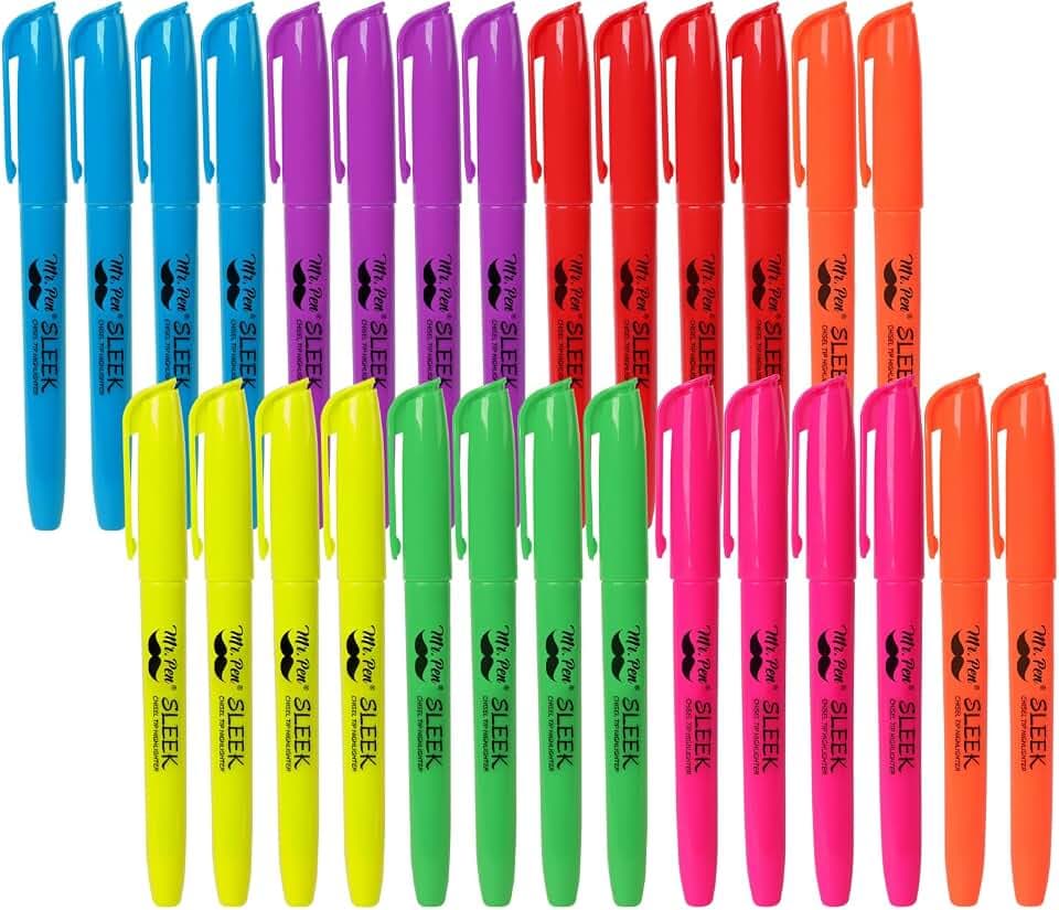 Mr. Pen- Highlighters Assorted Colors, 28 Pack, Chisel Tip