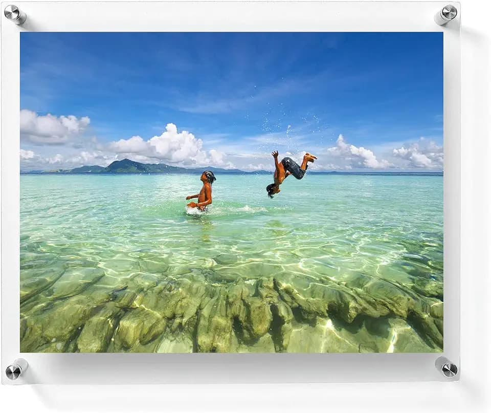 8x10 Floating Acrylic Picture Frame With Chrome Standoff Double Panel Wall Mount Photo Frame for Picture Up To inches (8x10 photo,full frame 9.2x11.5))