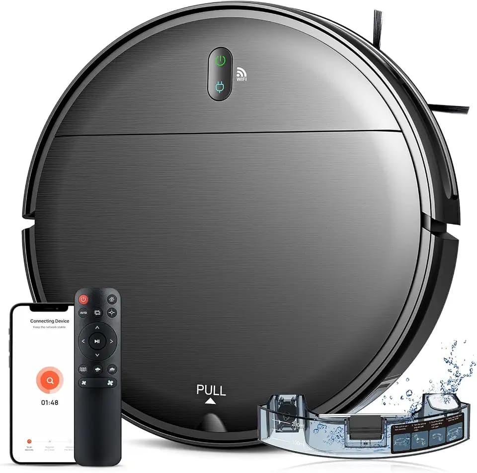 Robot Vacuum and Mop Combo, 2 in 1 Robotic Vacuum Cleaner with Schedule, App/Alexa/Voice Control, Slim 2.87", Self-Charging, Strong Suction & Long Runtime, Ideal for Hard Floor, Pet Hair, Carpet