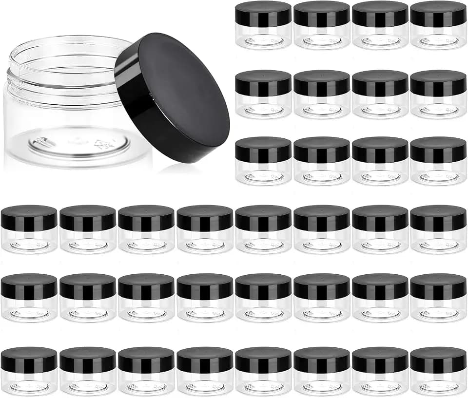 Eternal Moment 36 Pack 1 OZ Plastic Jars Clear Cosmetic Container with Lids