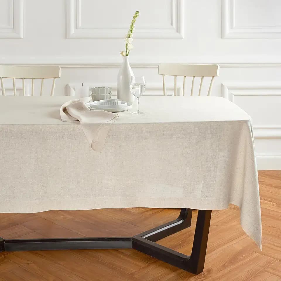 Solino Home 100% Linen Tablecloth Flax Rectangular Table Cover, 70 x 120 in