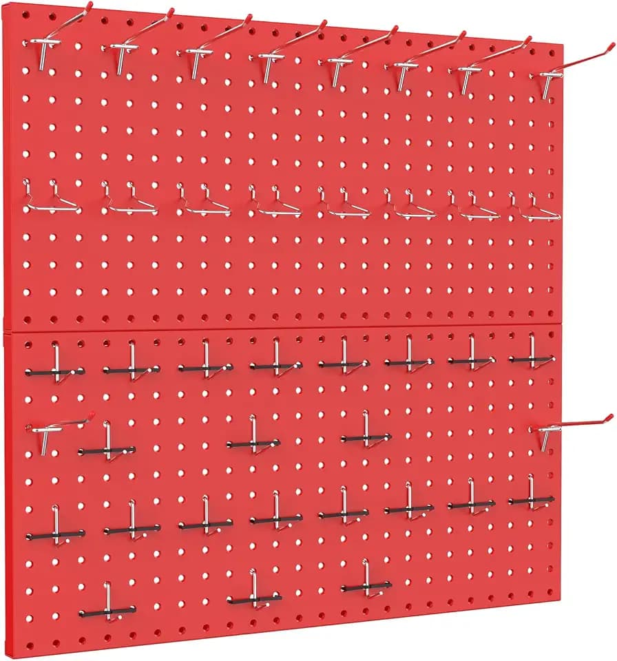 TORACK Metal Pegboard Wall Organizer, 24"x24" 70 PCS Tool Storage Pegboard