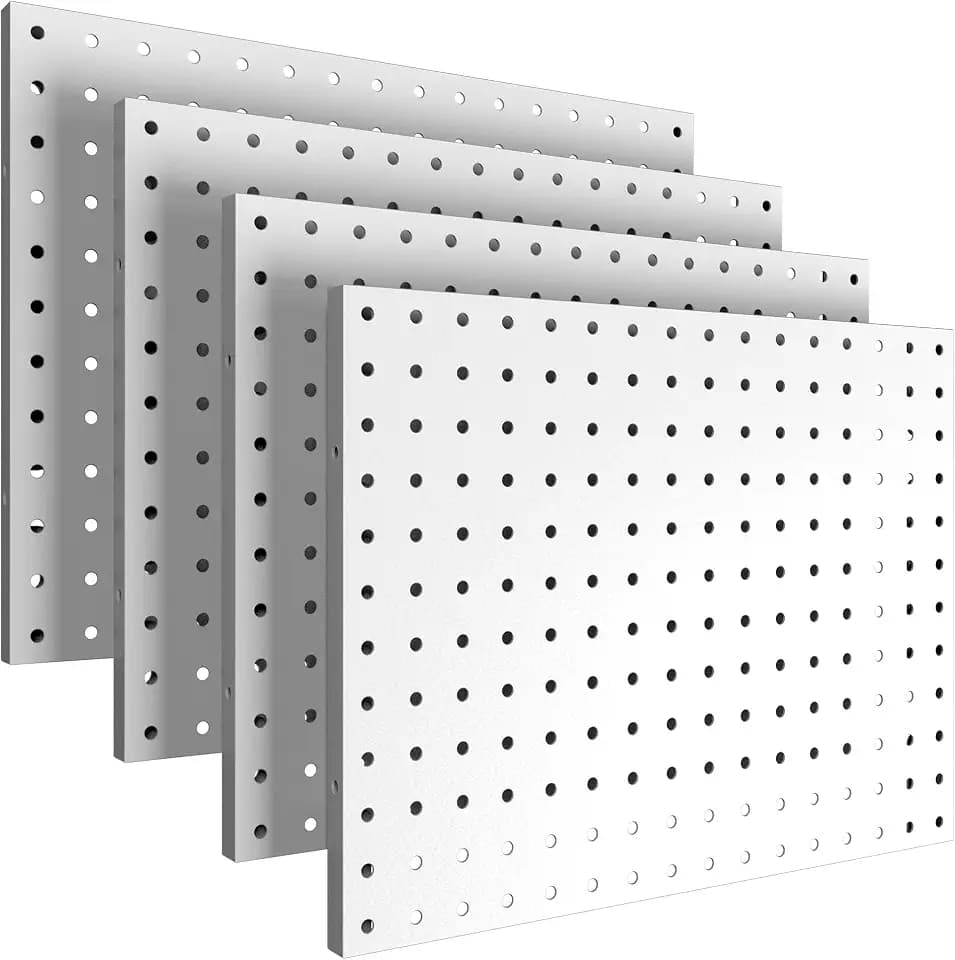 Spampur Peg Board, 4 Pack Metal White PegBoard Panels for Wall Organizer