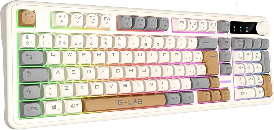 The G-Lab Keyz Caesium EX 3C Gaming-Tastatur, USB, 98% Rainbow QWERTY mit Ñ