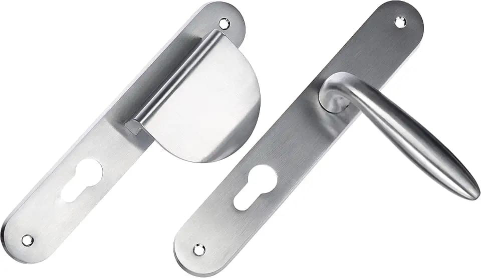 Bricard Sketching 9984051 Griff-Set Zamak Kickstand + europäischer Profilspoiler (ohne Zylinder) für Haustür, Silber