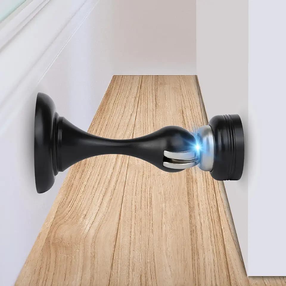 Mega Handles Magnetic Door Stopper Matte Black (1-Pack) - Wall Protector