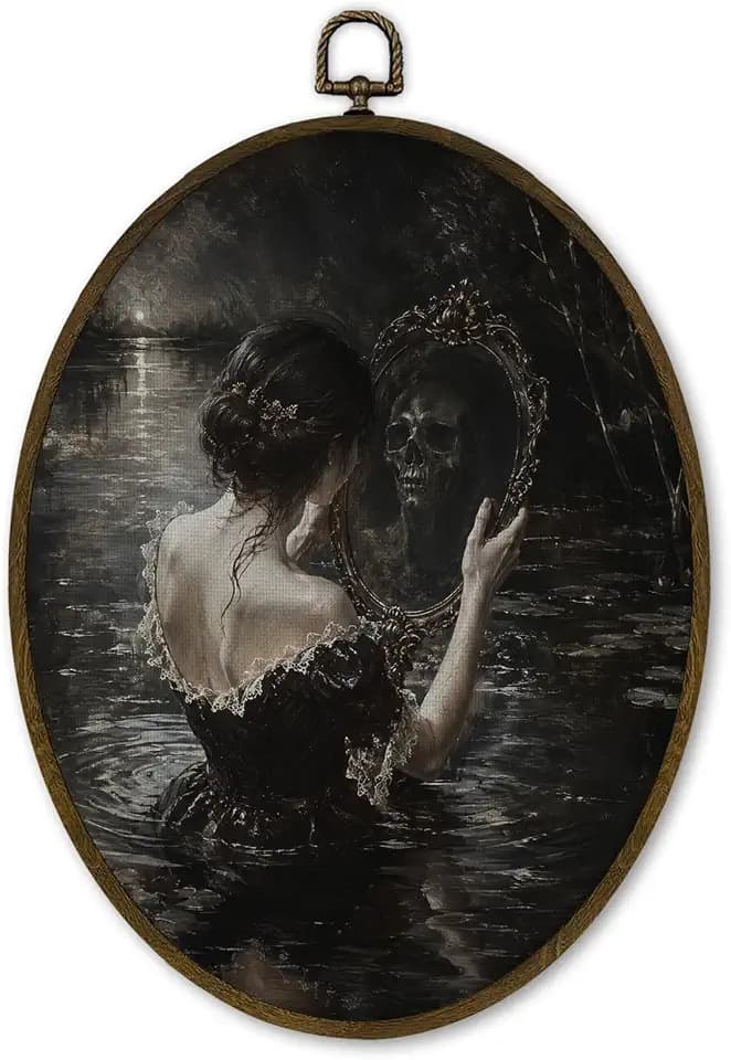 cvjutf Dark Gothic Halloween Wall Art Decor Framed, 8.7x11.3 Inch