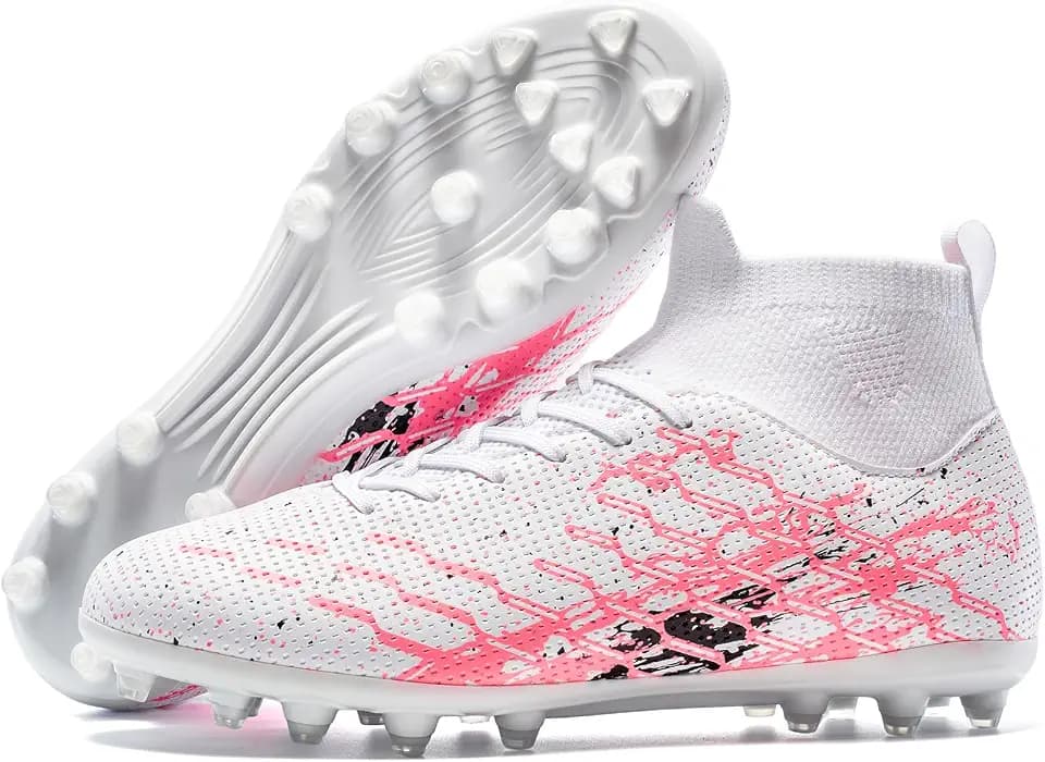 Unisex Soccer Cleats Lightweight No-Tie Lacing System Multi-Surface Football Shoes with Ankle Support for Beginners to Advanced Players