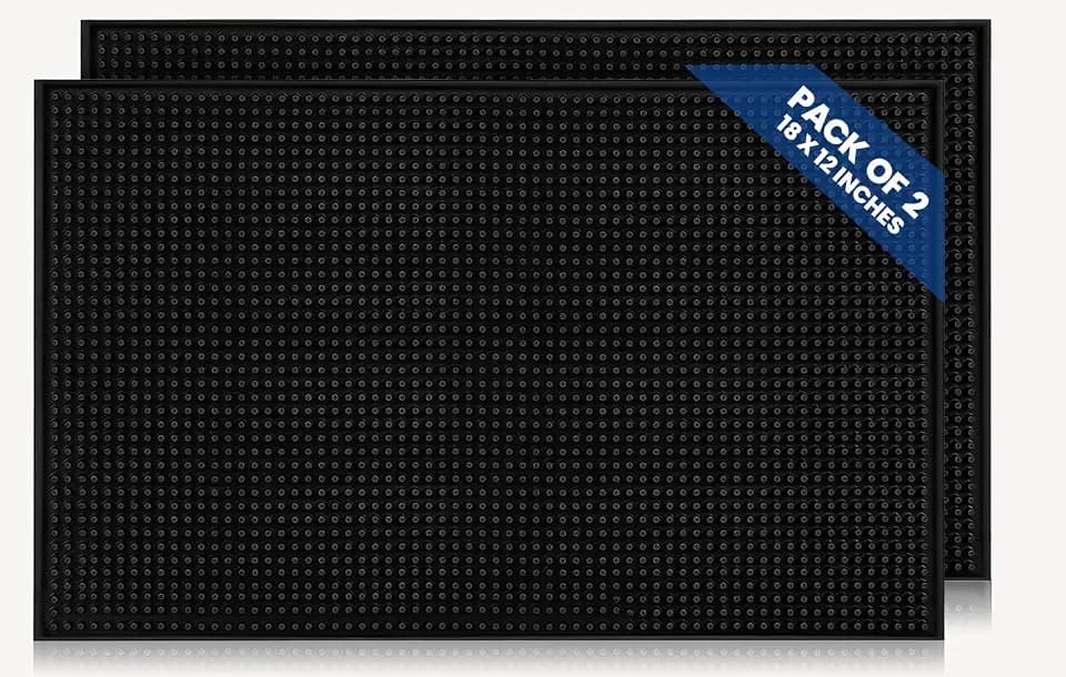 Premium Bar Counter Mats 18"x12", Pack of 2 - Non-Skid Rubber Drying Mats