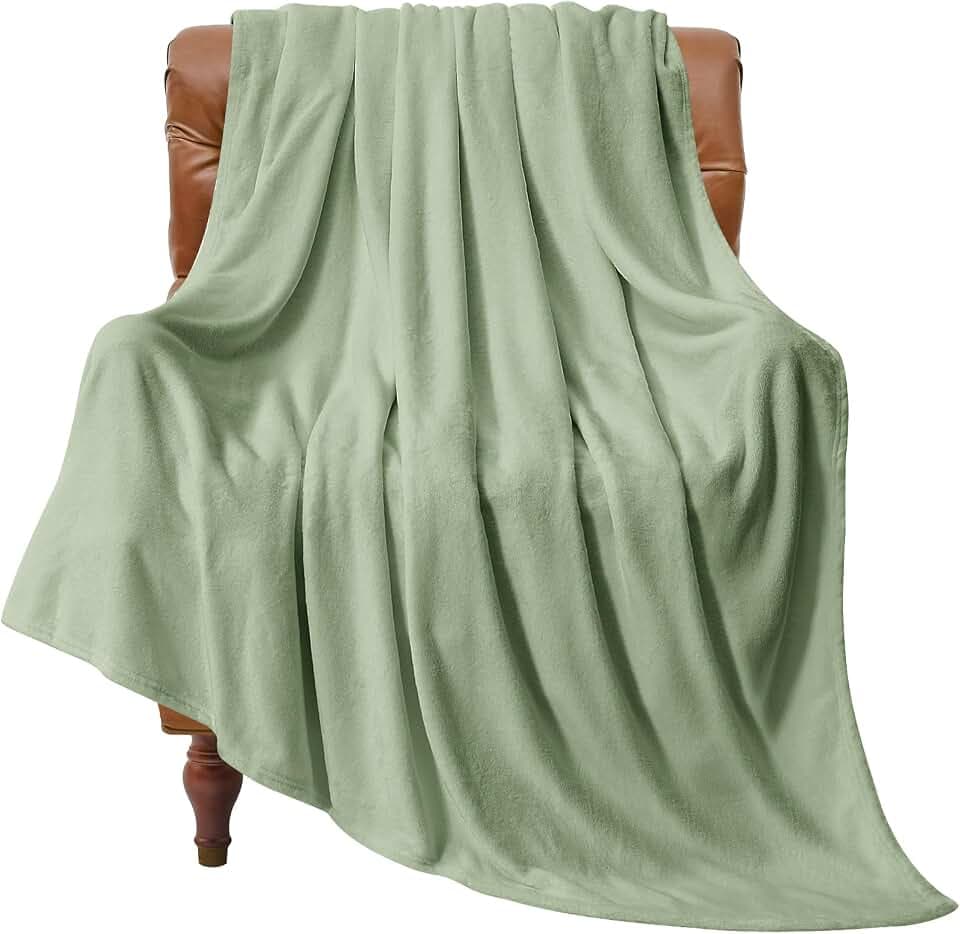 BEDELITE Fleece Blanket Soft Plush Twin Size Blanket Sage Green 60"x80"