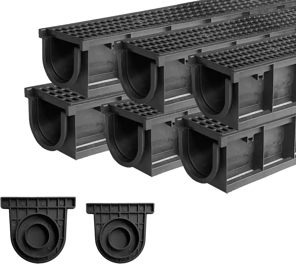 6 Pack 39.4x6.1x5.5in A15 Deep Profile HDPE Trench Drain System
