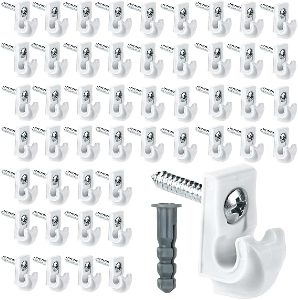 48 Pack Wire Shelf Clips, White Down Wall Clips for Closet Shelves