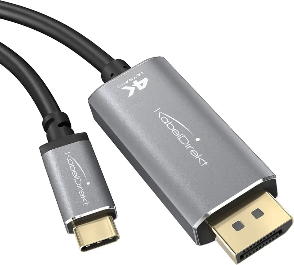 KabelDirekt – USB-C-auf-DisplayPort-Kabel – 2m – 4K/60Hz, Metall